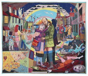 Grayson Perry's Essex House Tapestries come to the Great Tapestry of Scotland exhibition space.